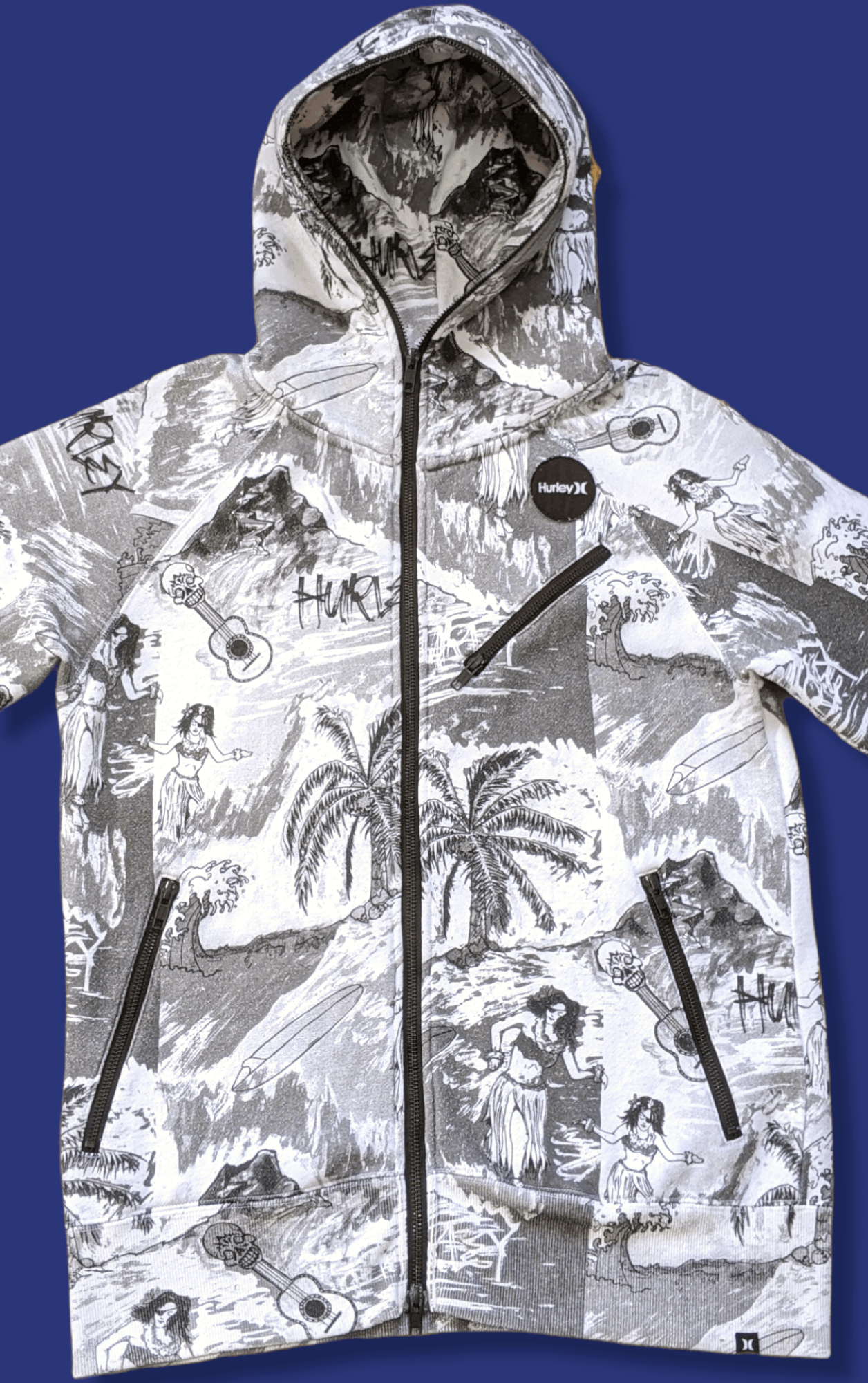 Hurley × Vintage Vintage Hurley Surfboard Hawaii Fullprint Hoodie Size US M / EU 48-50 / 2 - 4 Thumbnail