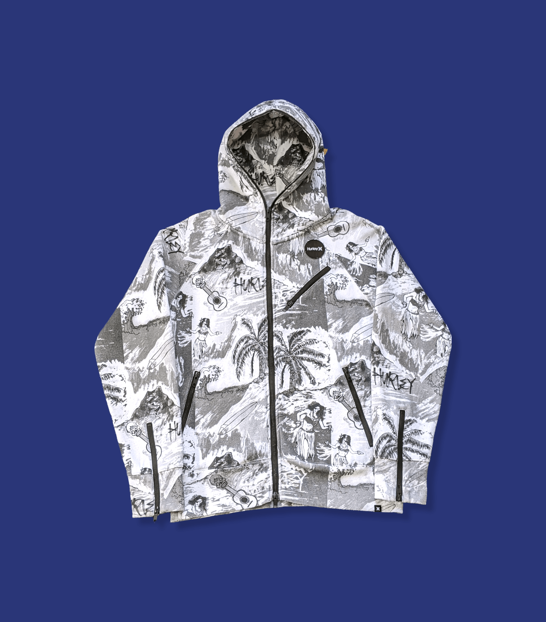 Hurley × Vintage Vintage Hurley Surfboard Hawaii Fullprint Hoodie Size US M / EU 48-50 / 2 - 1 Thumbnail