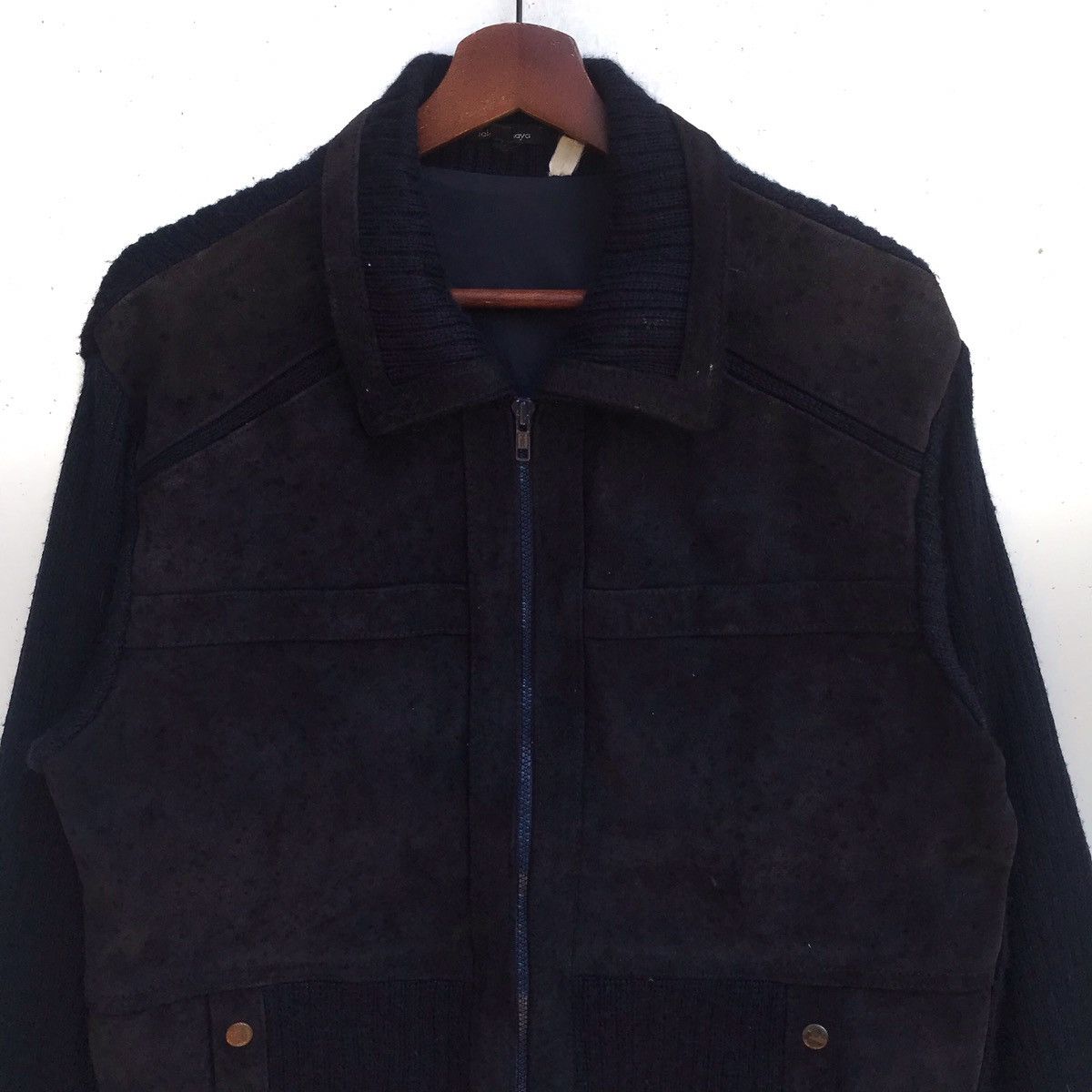 Japanese Brand Vintage Takashimaya Leather Wool Zipper Jacket Size US L / EU 52-54 / 3 - 4 Thumbnail