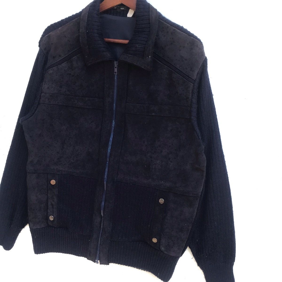 Japanese Brand Vintage Takashimaya Leather Wool Zipper Jacket Size US L / EU 52-54 / 3 - 3 Thumbnail