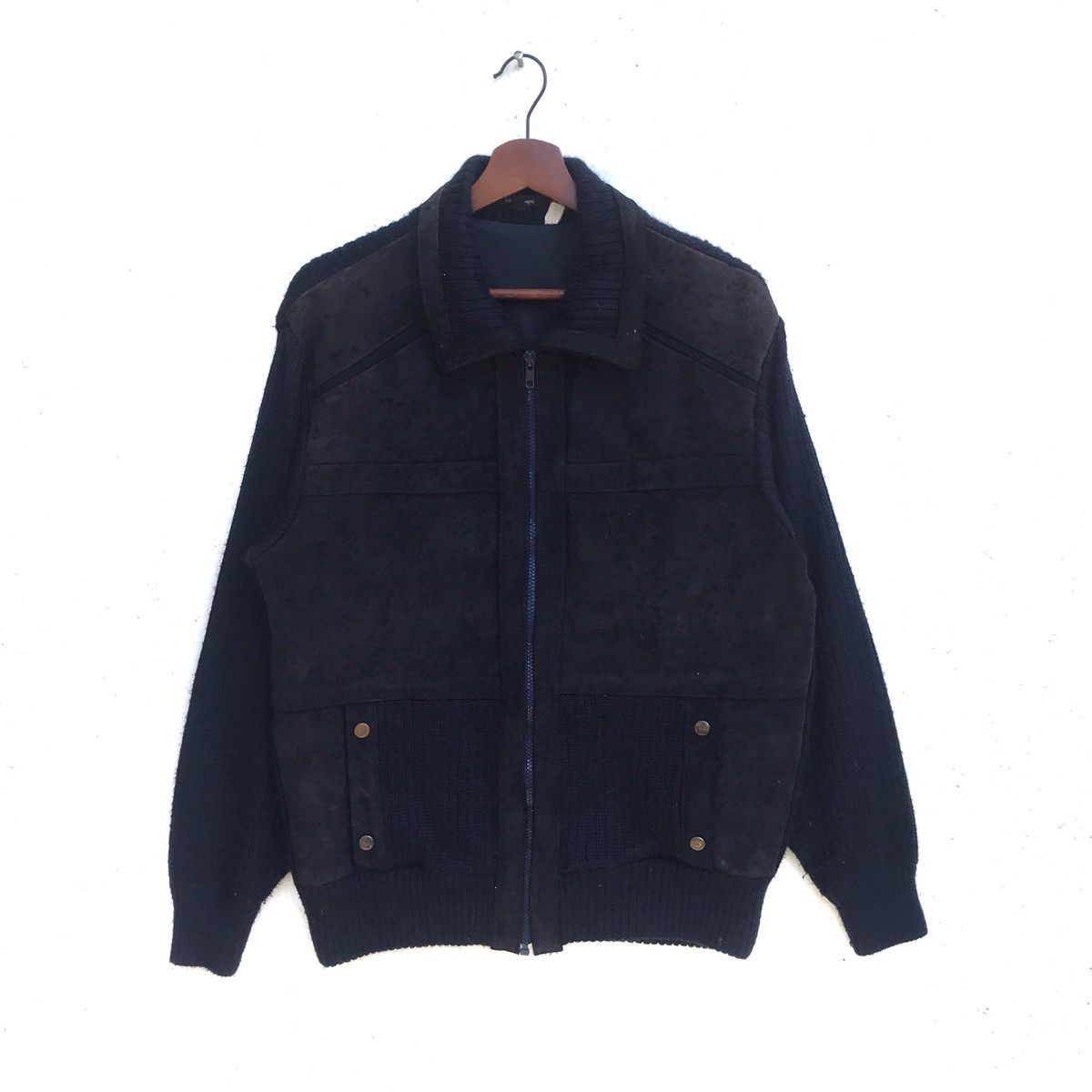 Japanese Brand Vintage Takashimaya Leather Wool Zipper Jacket Size US L / EU 52-54 / 3 - 1 Thumbnail