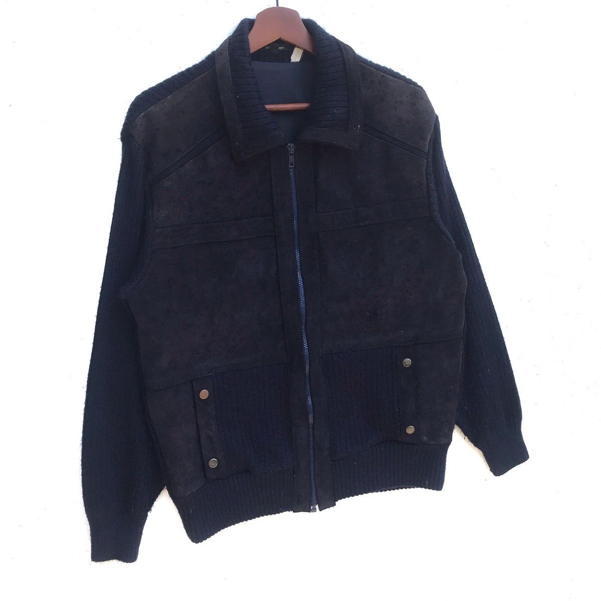 Japanese Brand Vintage Takashimaya Leather Wool Zipper Jacket Size US L / EU 52-54 / 3 - 2 Thumbnail