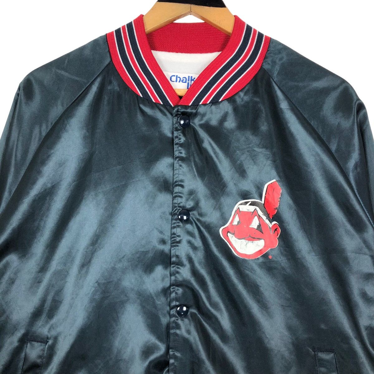Chalk Line Vintage 90s MLB Cleveland Indians Nylon Varsity Jacket Size US XL / EU 56 / 4 - 4 Thumbnail