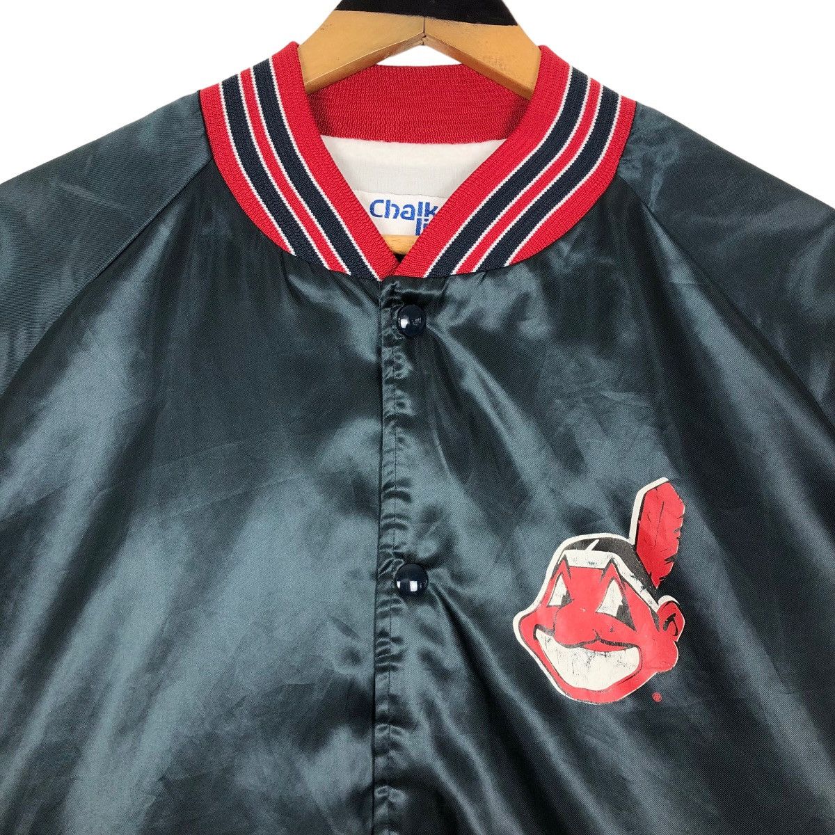 Chalk Line Vintage 90s MLB Cleveland Indians Nylon Varsity Jacket Size US XL / EU 56 / 4 - 9 Thumbnail