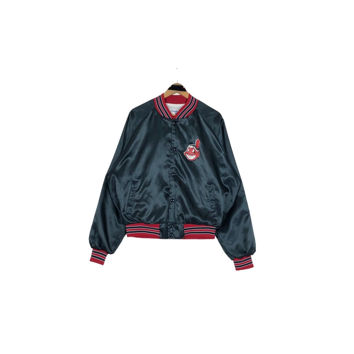 Chalk Line Vintage 90s MLB Cleveland Indians Nylon Varsity Jacket Size US XL / EU 56 / 4 - 3 Thumbnail