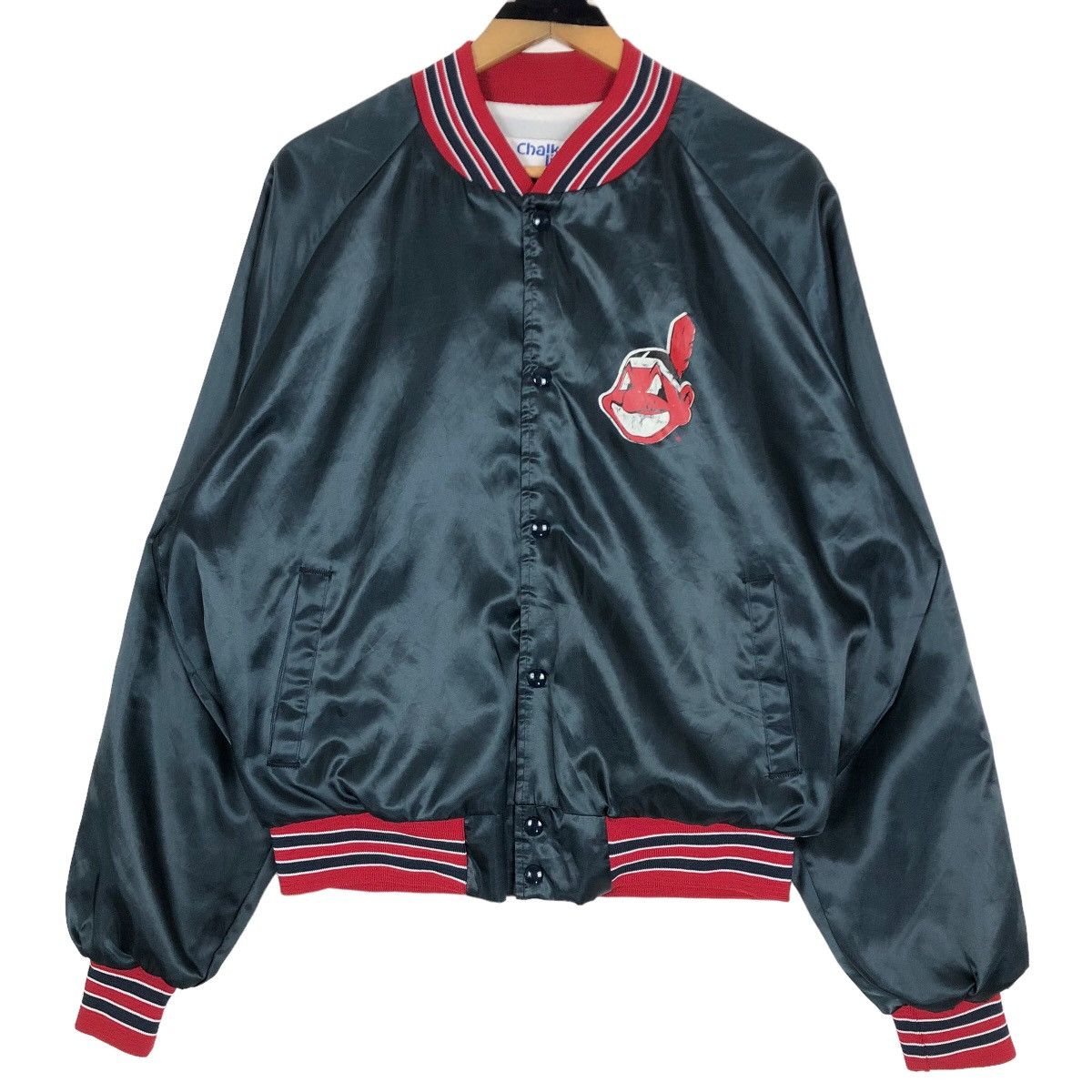 Chalk Line Vintage 90s MLB Cleveland Indians Nylon Varsity Jacket Size US XL / EU 56 / 4 - 2 Thumbnail