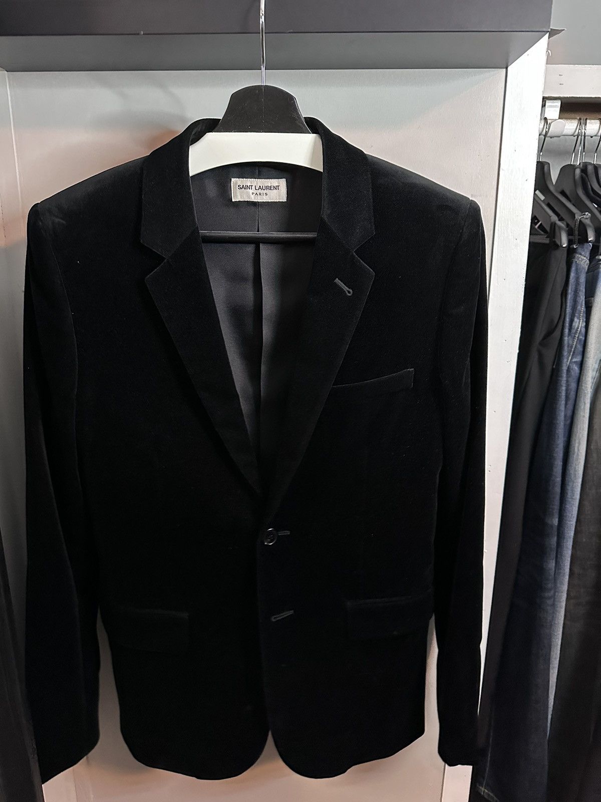 Pre-owned Saint Laurent Velvet Blazer In Black