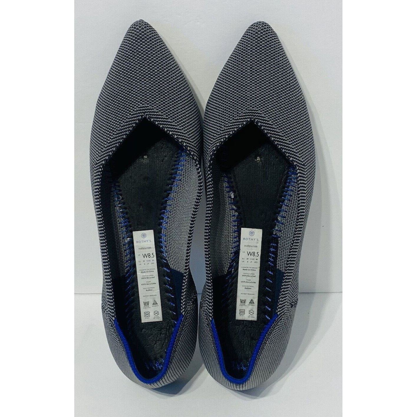 Rothy's The Point Flat Cloud Grey Birdseye size