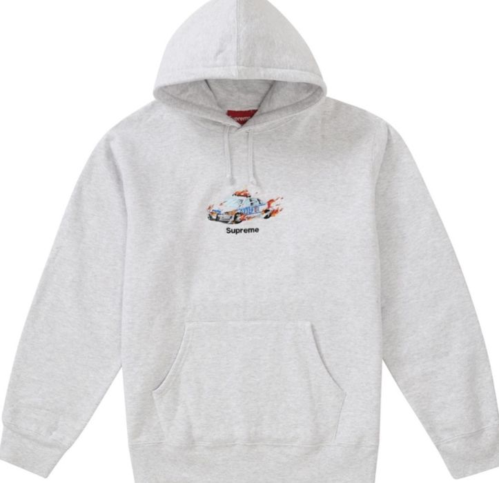 Supreme Supreme Burning Cop Car Hooded Sweatshirt in Ash Grey