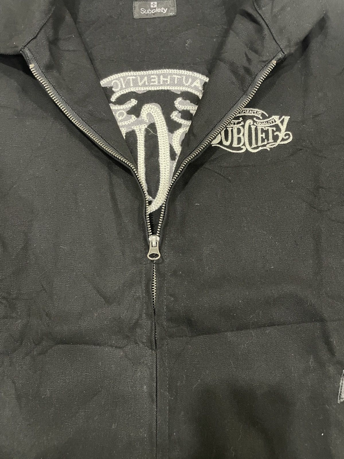 Garment Reproduction of Workers × Japanese Brand Subciety Swing Top Black Cotton Logo Embroidery workwear szL Size US L / EU 52-54 / 3 - 9 Thumbnail