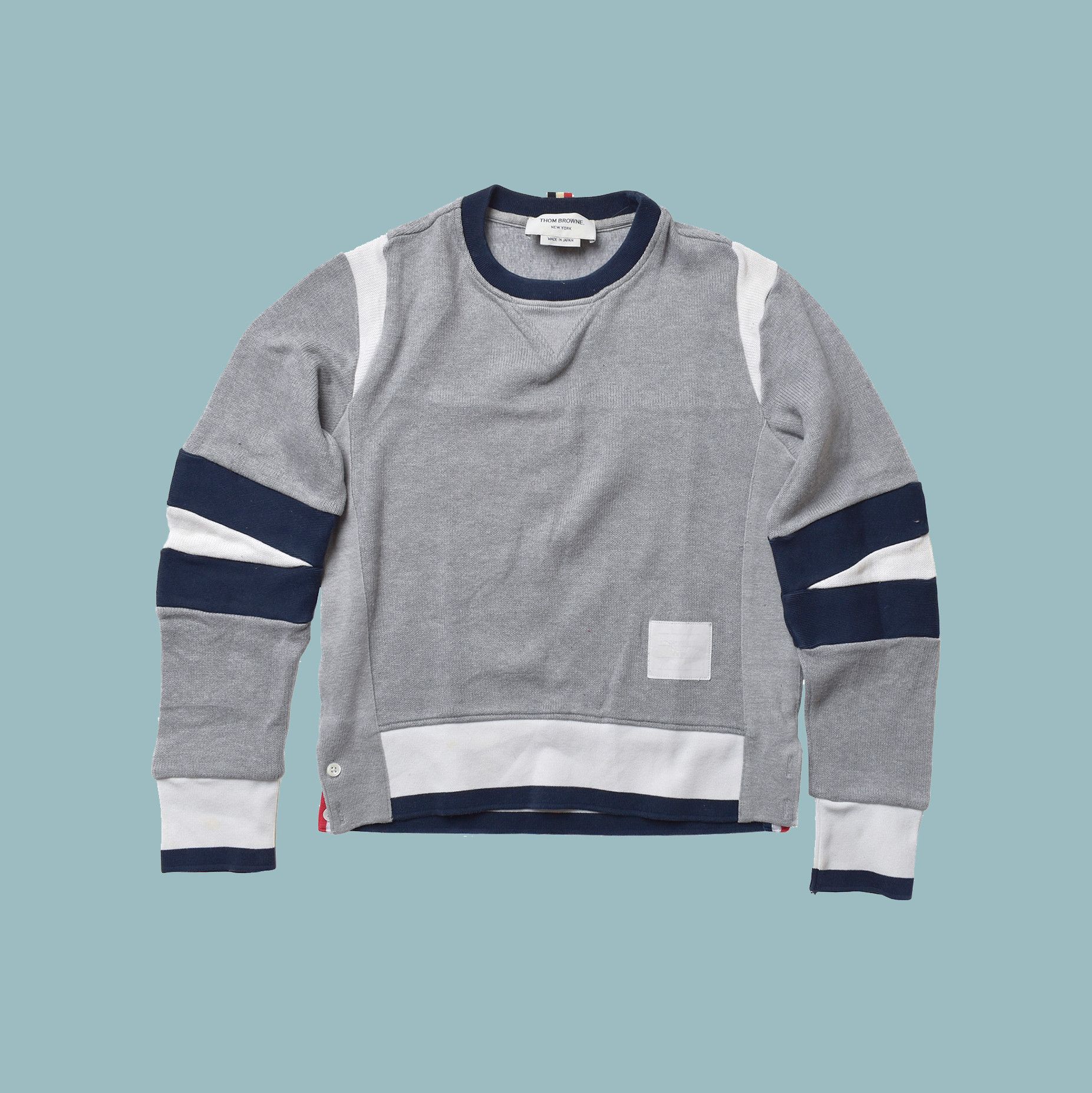 Thom Browne THOM BROWNE Sweater Gray Navy White Made in Japan Size XS / US 0-2 / IT 36-38 - 1 Thumbnail