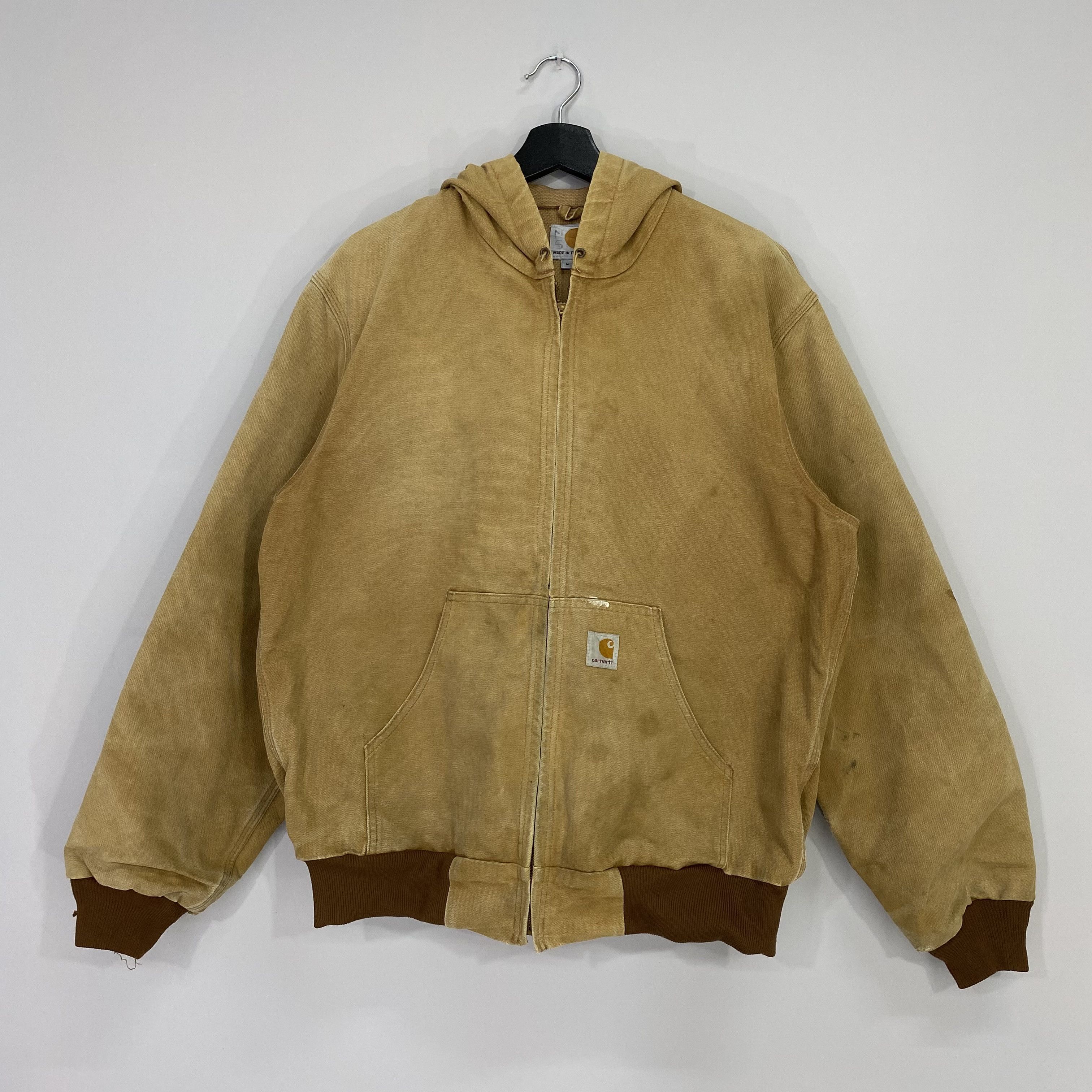 image of Distressed Carhartt Hooded Jacket Brown Medium, Men's