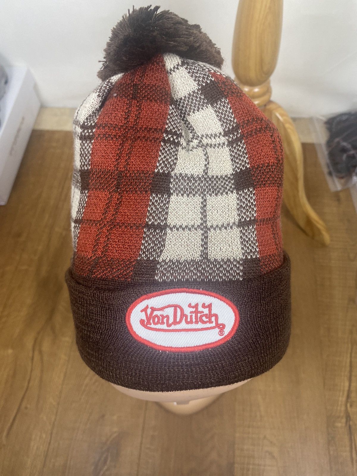 Von Dutch Von Dutch Checked Pom Beanie Winter Hat Size ONE SIZE - 2 Thumbnail