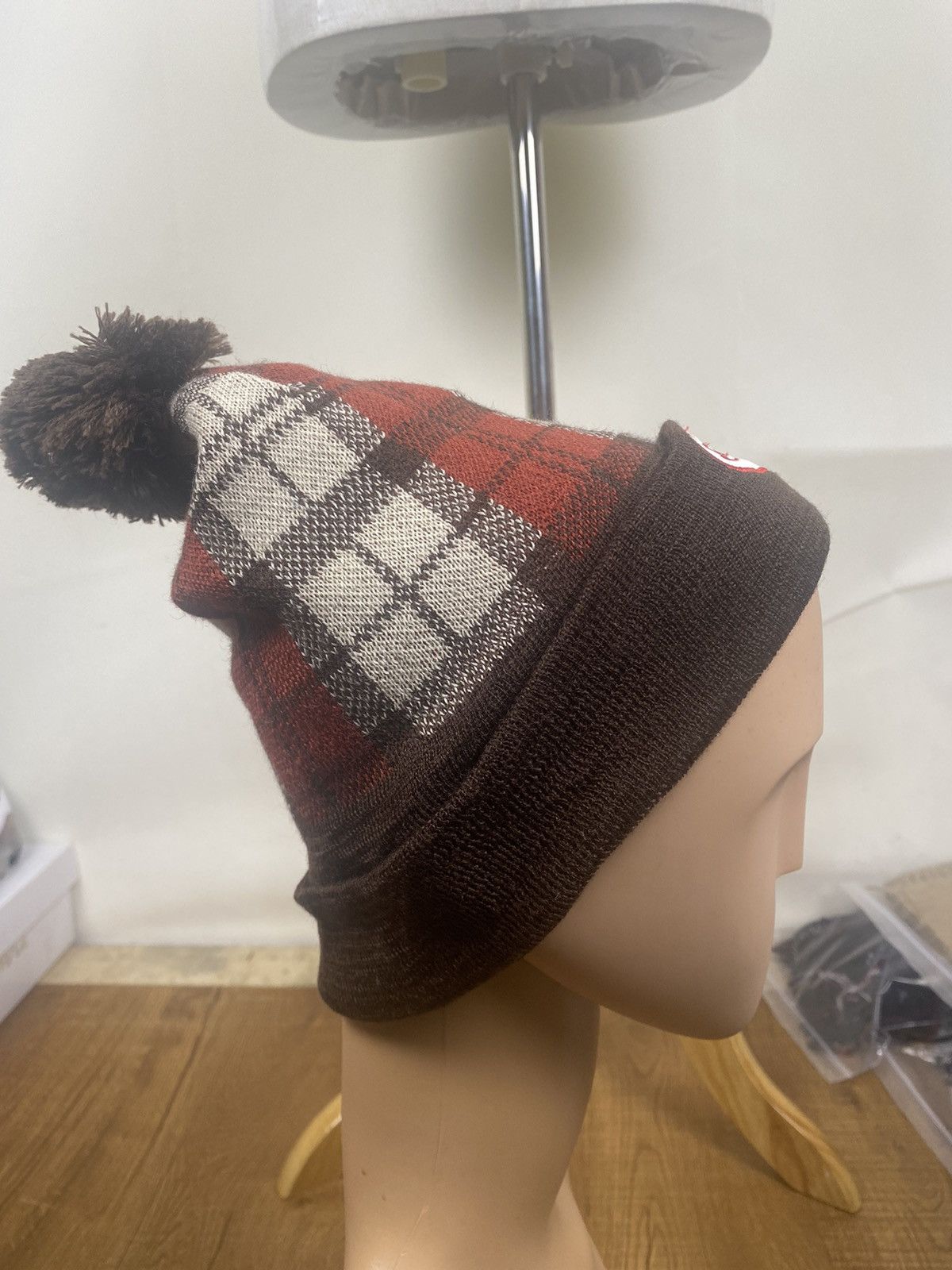 Von Dutch Von Dutch Checked Pom Beanie Winter Hat Size ONE SIZE - 3 Thumbnail