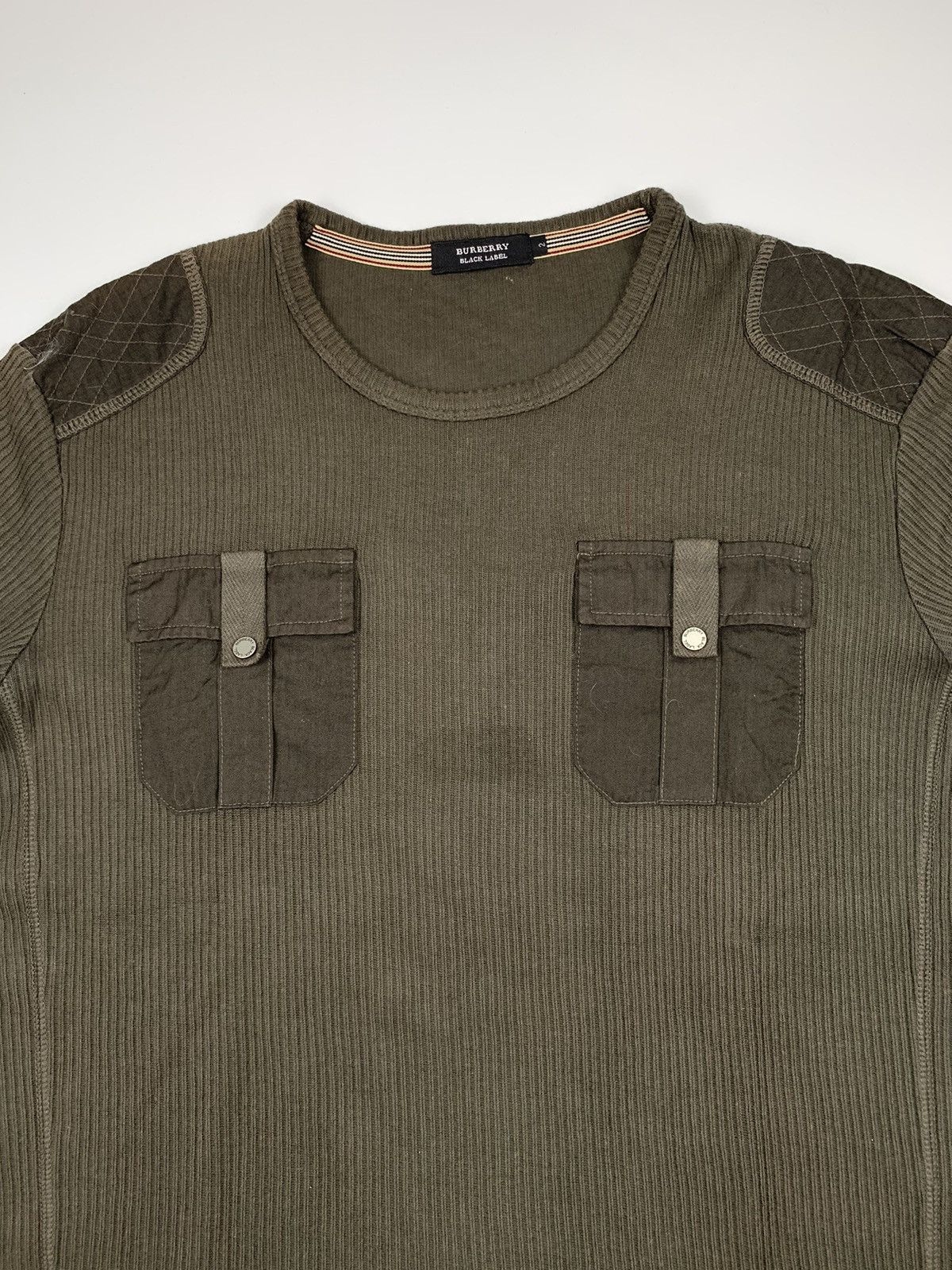 Burberry × Designer Burberry Double Pad Army Long Sleeve Tee Size US M / EU 48-50 / 2 - 2 Thumbnail