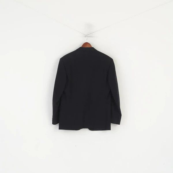 Pierre Cardin × Vintage Pierre Cardin Paris Men 40 Blazer Black Wool Italy Vtg 9445 Size 40R - 7 Thumbnail