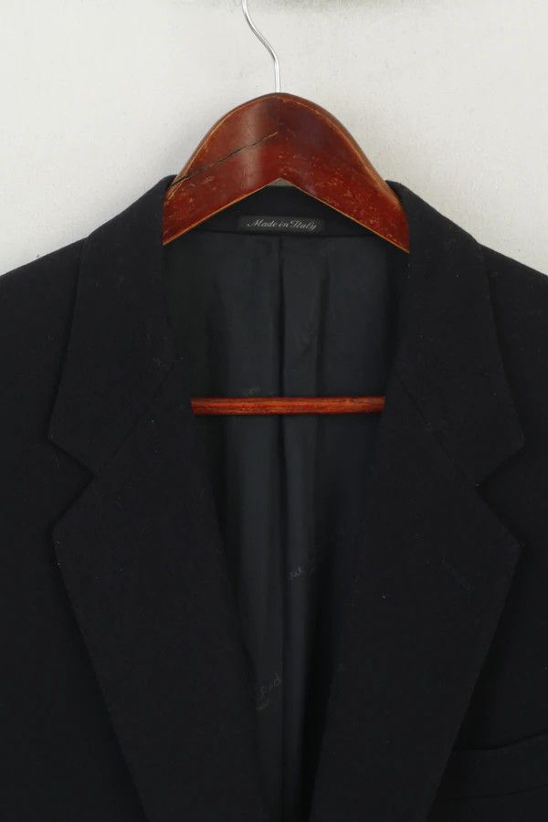 Pierre Cardin × Vintage Pierre Cardin Paris Men 40 Blazer Black Wool Italy Vtg 9445 Size 40R - 2 Thumbnail