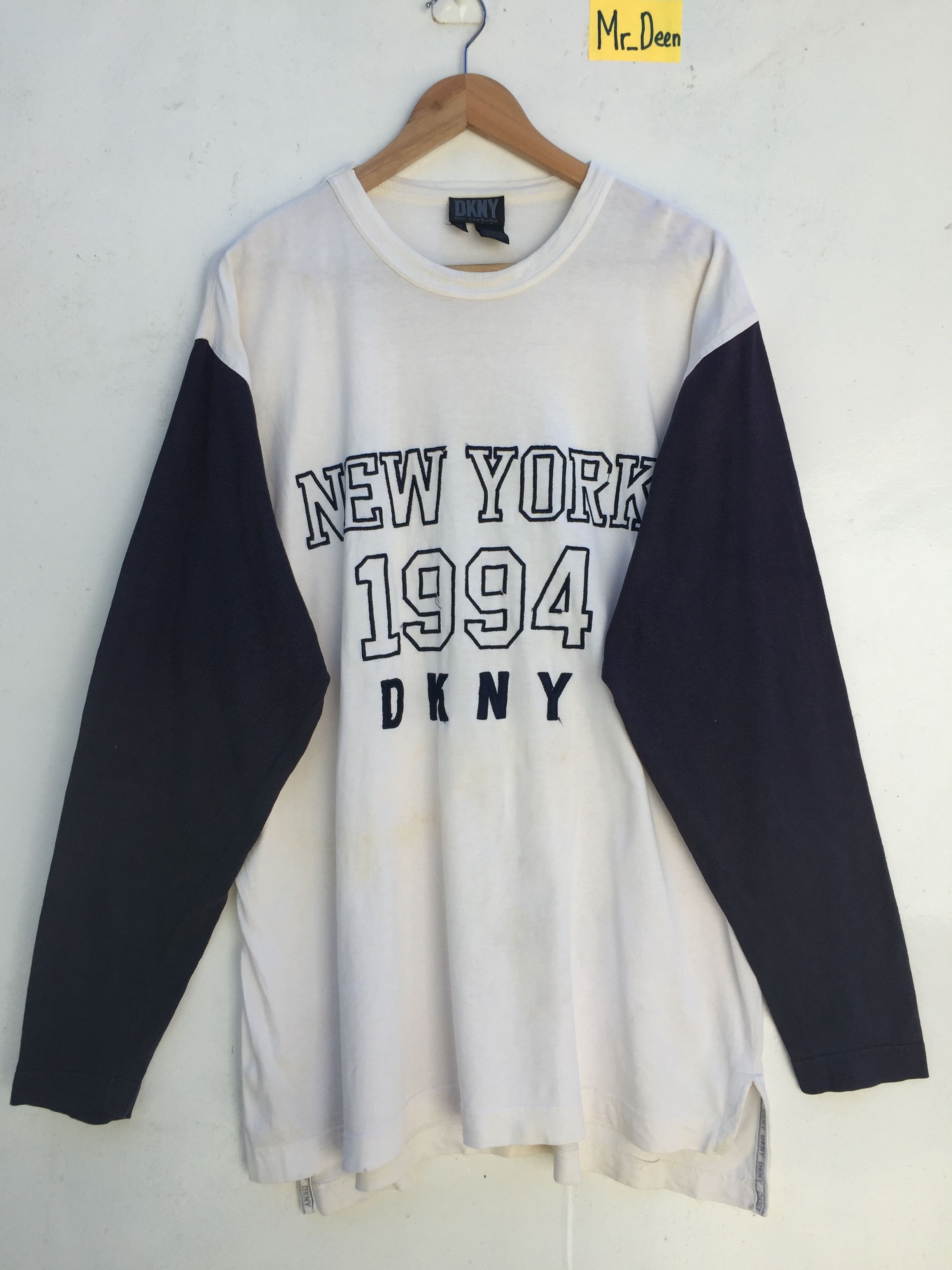 image of Vintage Dkny Donna Karan New York T-Shirt Big Logo in White, Men's (Size Large)