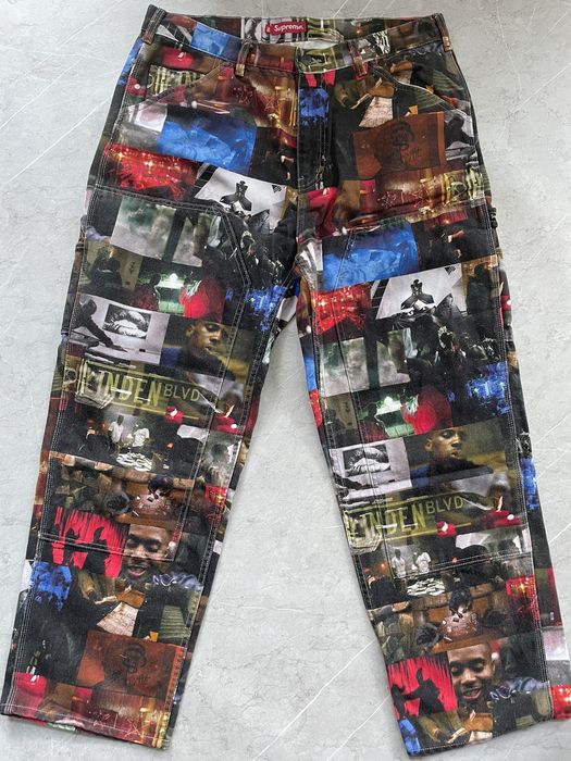 Supreme Nas and DMX collage double knee denim painter pant 36