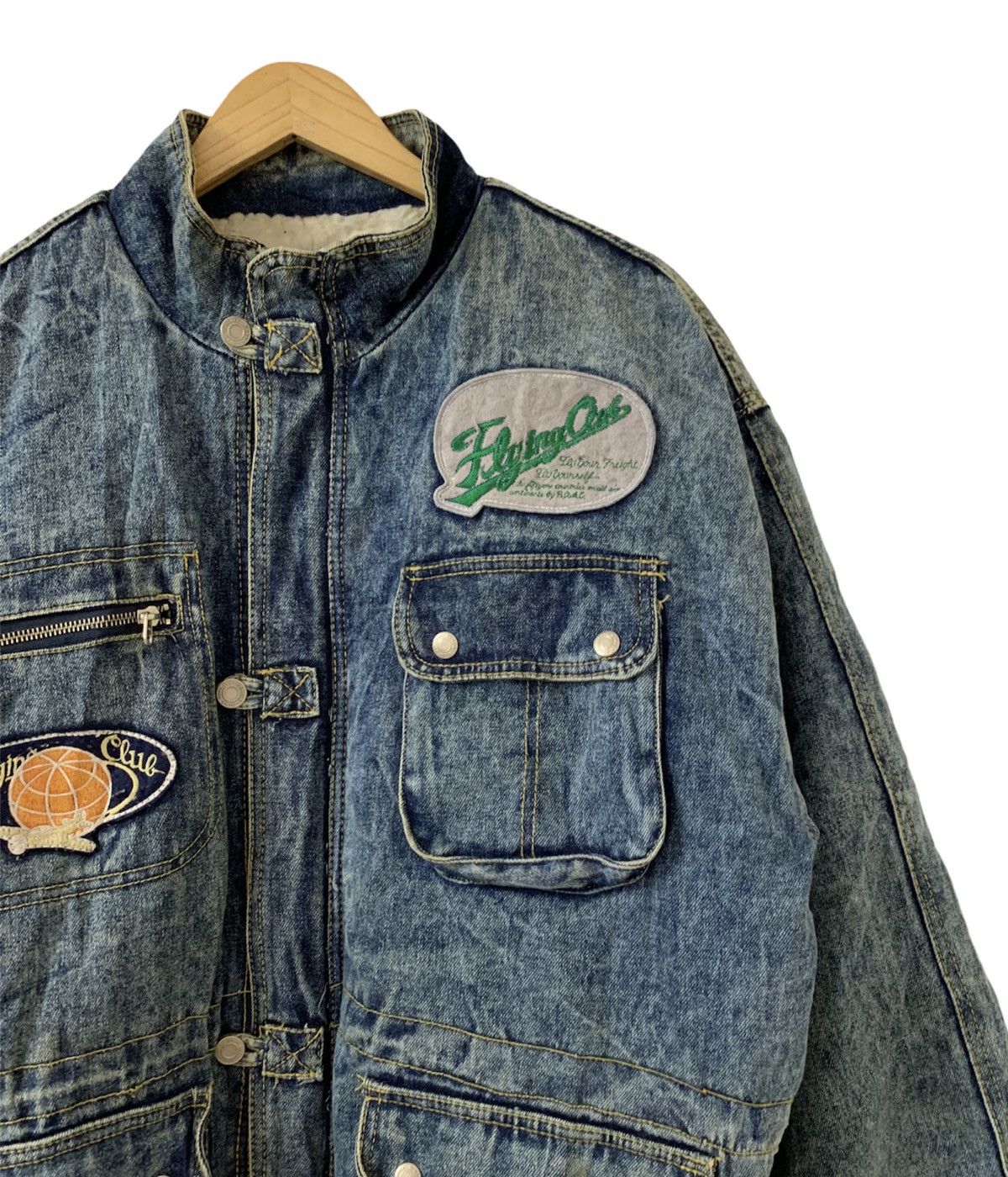 Vintage Flying Team Shearling Denim Jacket Size US L / EU 52-54 / 3 - 4 Thumbnail