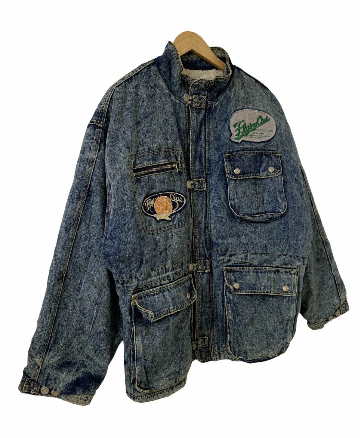 Vintage Flying Team Shearling Denim Jacket Size US L / EU 52-54 / 3 - 3 Thumbnail