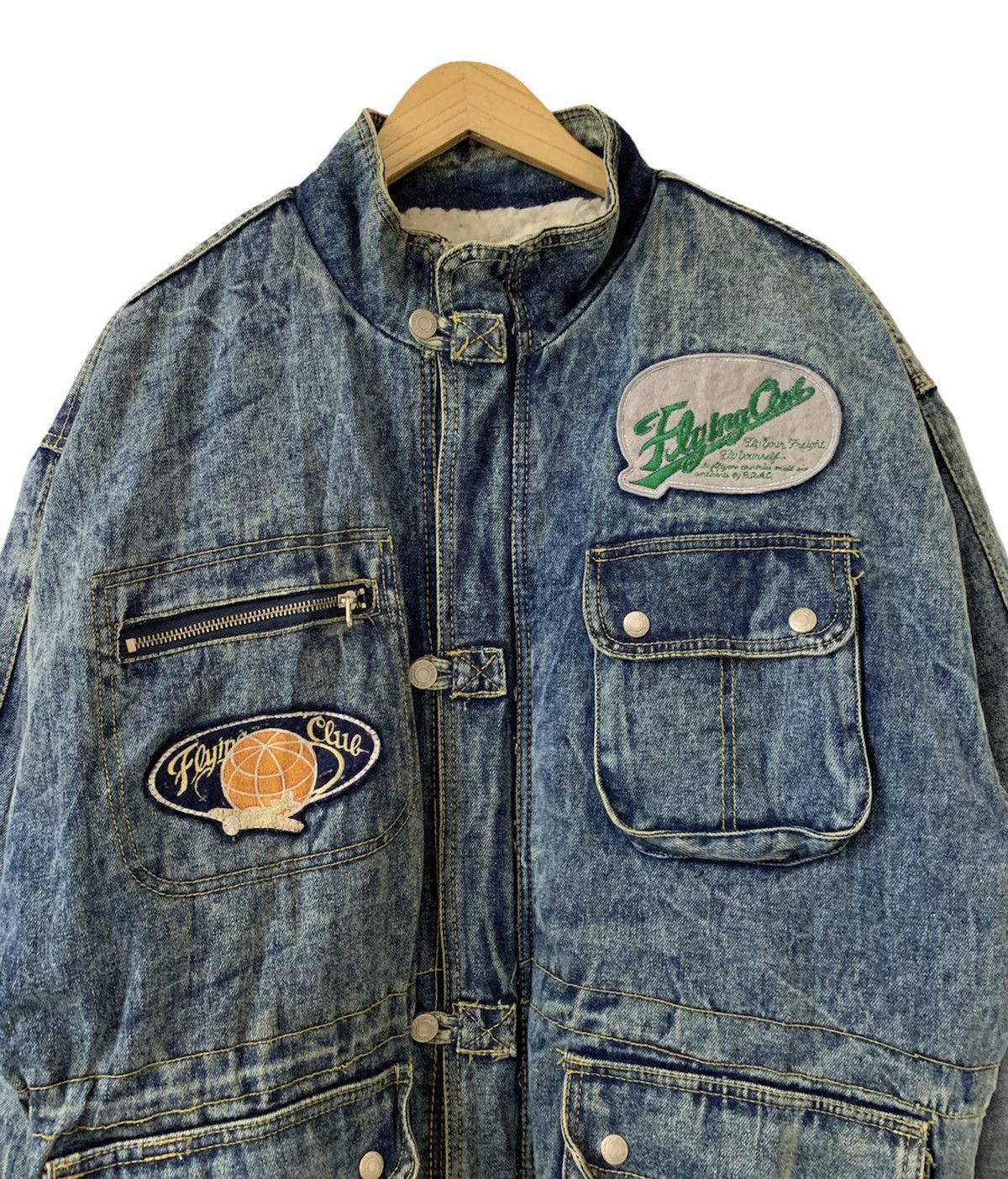 Vintage Flying Team Shearling Denim Jacket Size US L / EU 52-54 / 3 - 2 Thumbnail