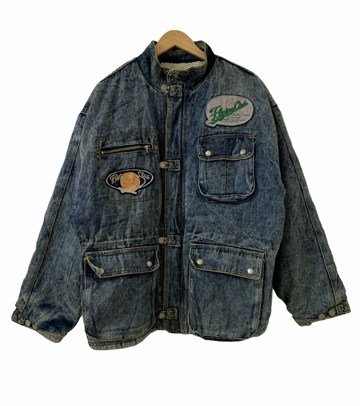 Vintage Flying Team Shearling Denim Jacket Size US L / EU 52-54 / 3 - 1 Thumbnail