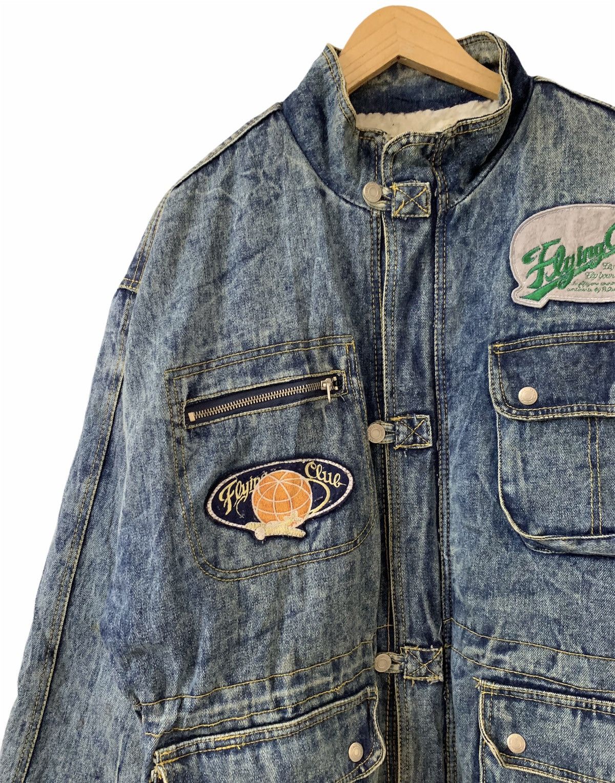 Vintage Flying Team Shearling Denim Jacket Size US L / EU 52-54 / 3 - 5 Thumbnail