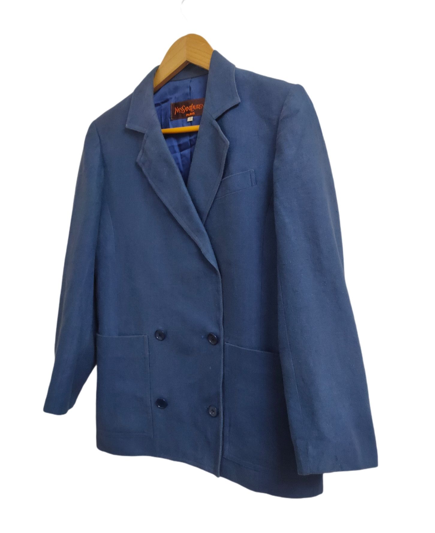 Designer × Vintage × Yves Saint Laurent YSL Paris Wool Double Collar Blazer Jacket Size S / US 4 / IT 40 - 2 Thumbnail