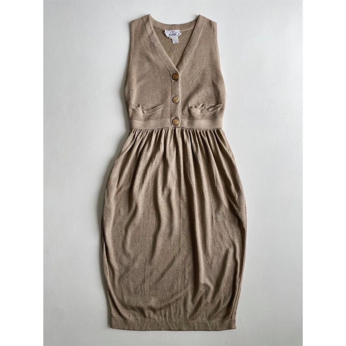 image of Fendi Knit Dress in Cream, Women's (Size Small)