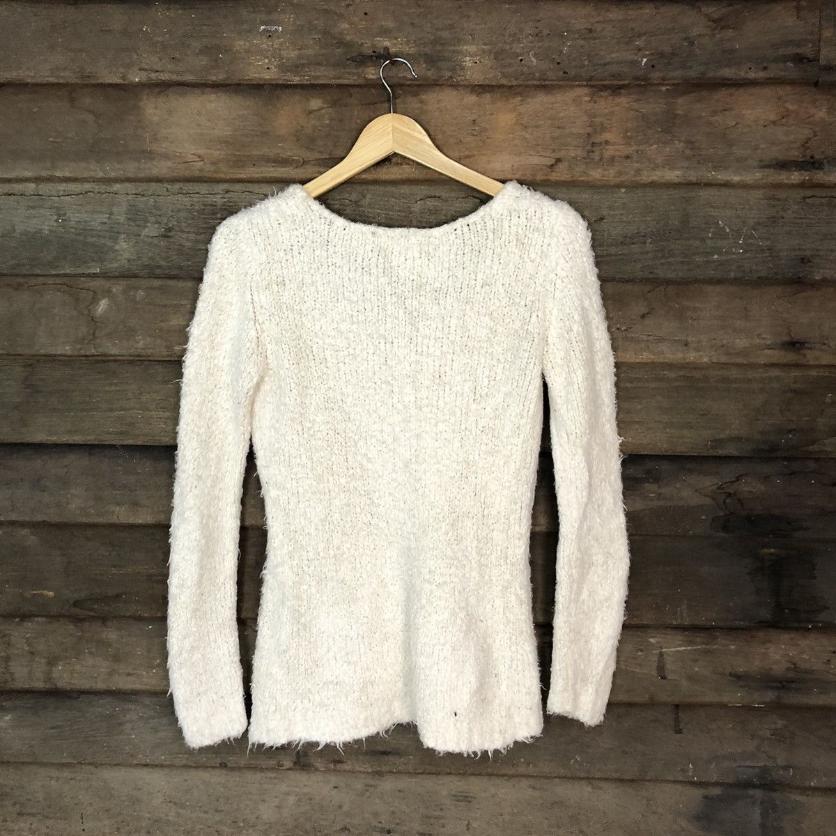 Homespun Knitwear × Michel Klein Michel Klein White Shag Shaggy Fur Mohair Knitwear #6991 Size S / US 4 / IT 40 - 9 Thumbnail