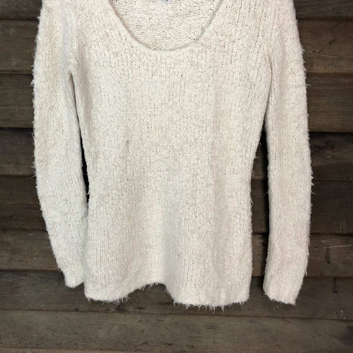 Homespun Knitwear × Michel Klein Michel Klein White Shag Shaggy Fur Mohair Knitwear #6991 Size S / US 4 / IT 40 - 3 Thumbnail