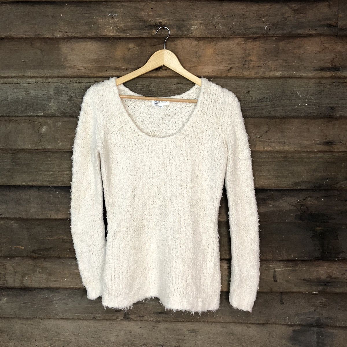 Homespun Knitwear × Michel Klein Michel Klein White Shag Shaggy Fur Mohair Knitwear #6991 Size S / US 4 / IT 40 - 1 Thumbnail