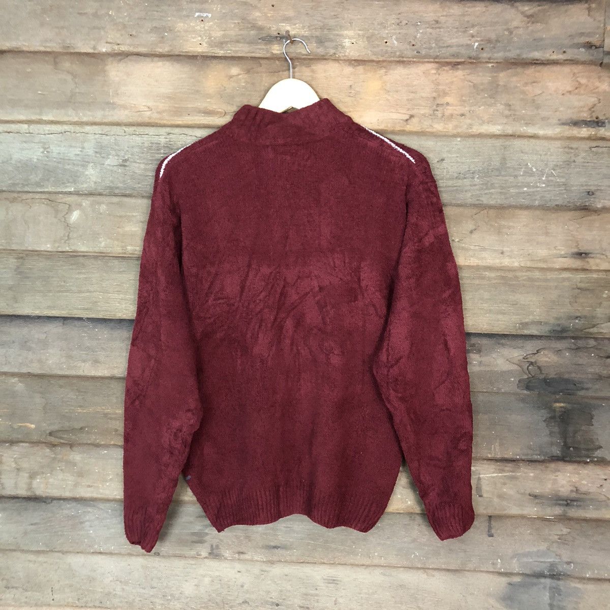 Dunlop × Vintage Dunlop Maroon stripe fleece sweatshirt vintage Knit #6970 Size US M / EU 48-50 / 2 - 9 Thumbnail