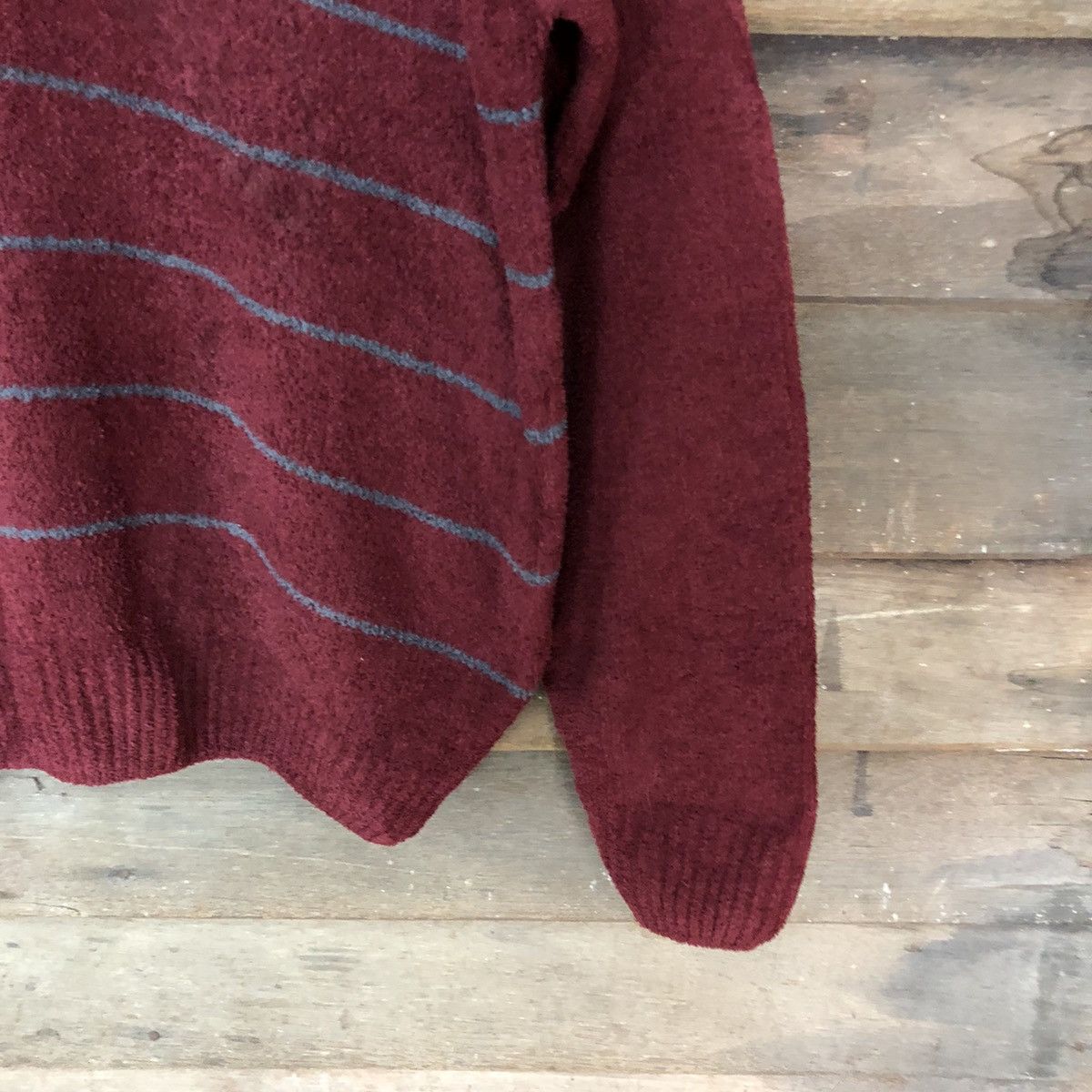 Dunlop × Vintage Dunlop Maroon stripe fleece sweatshirt vintage Knit #6970 Size US M / EU 48-50 / 2 - 5 Thumbnail