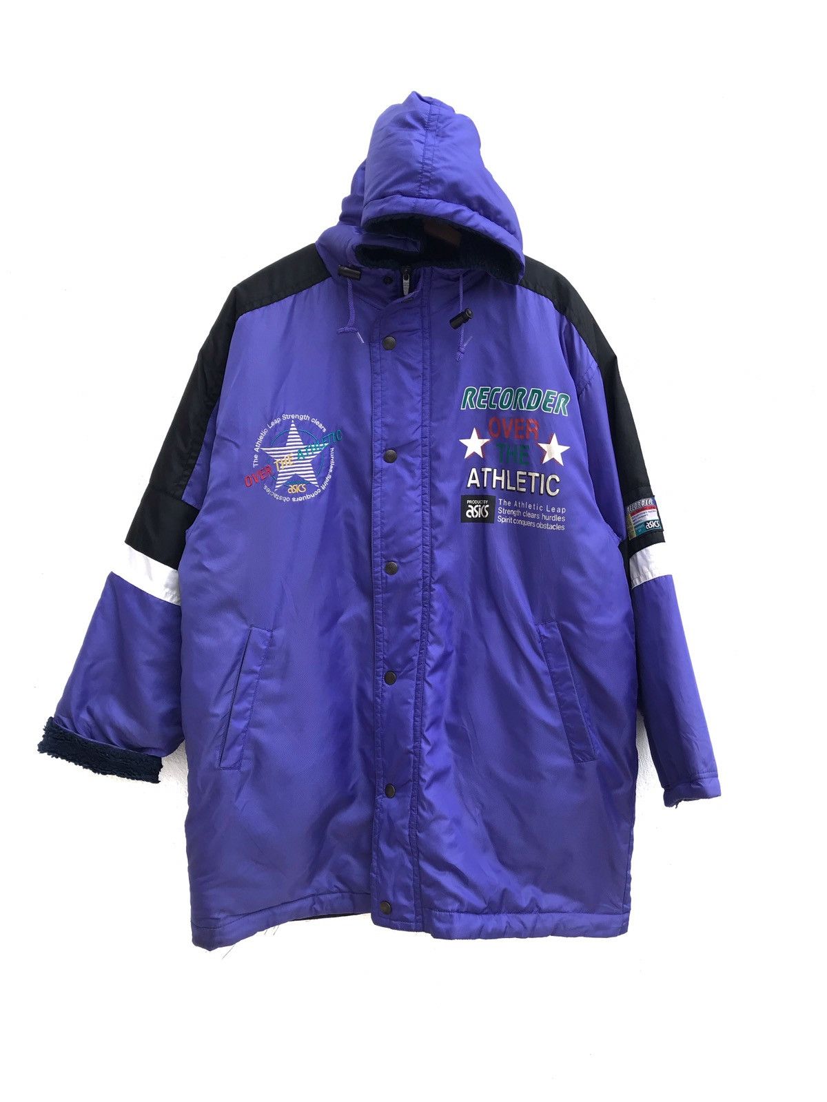 Vintage asics 90s raincoats parkas winter x recorder big log