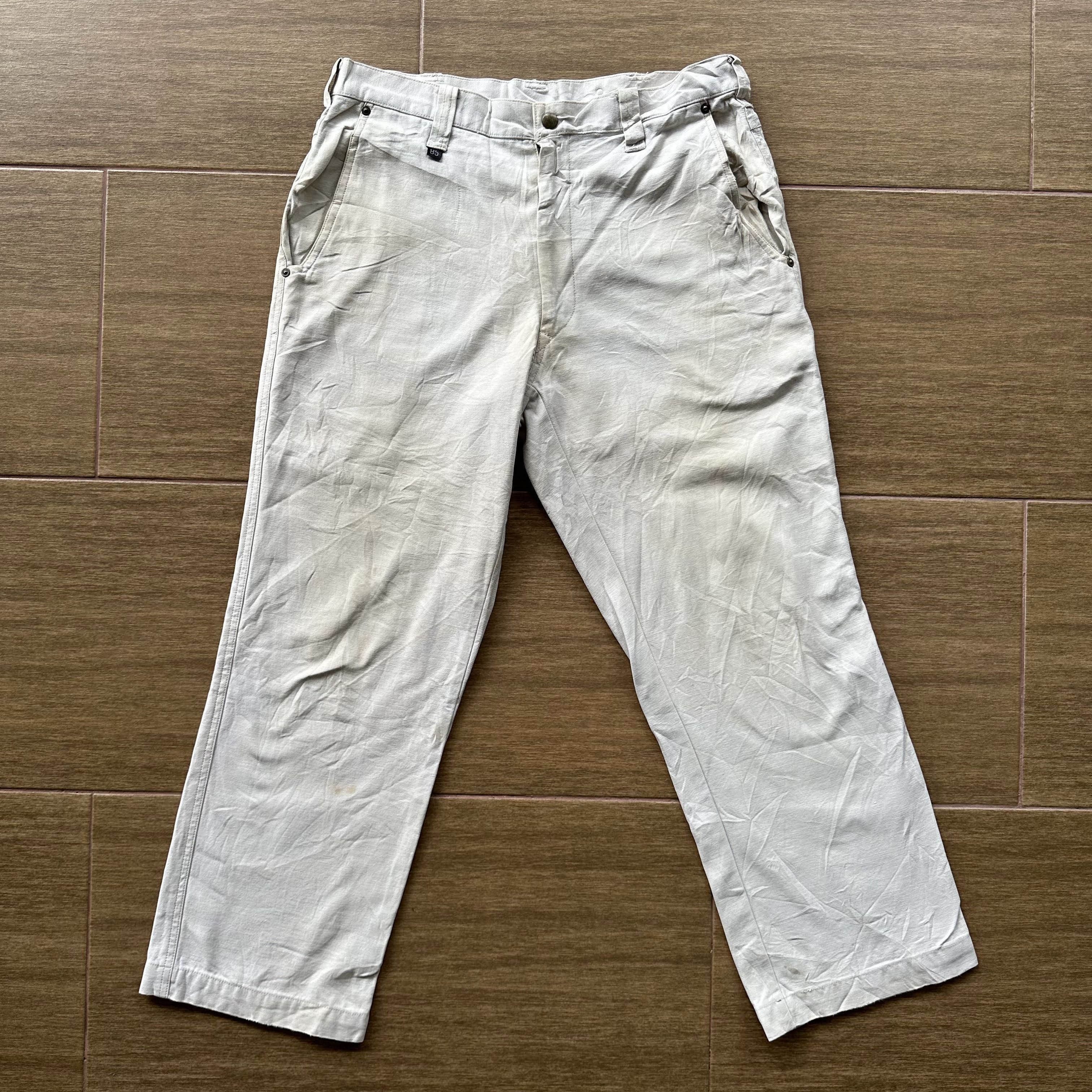 image of W31 Vintage Japanese Pocket Casual Trousers Pants in Dirty White, Men's