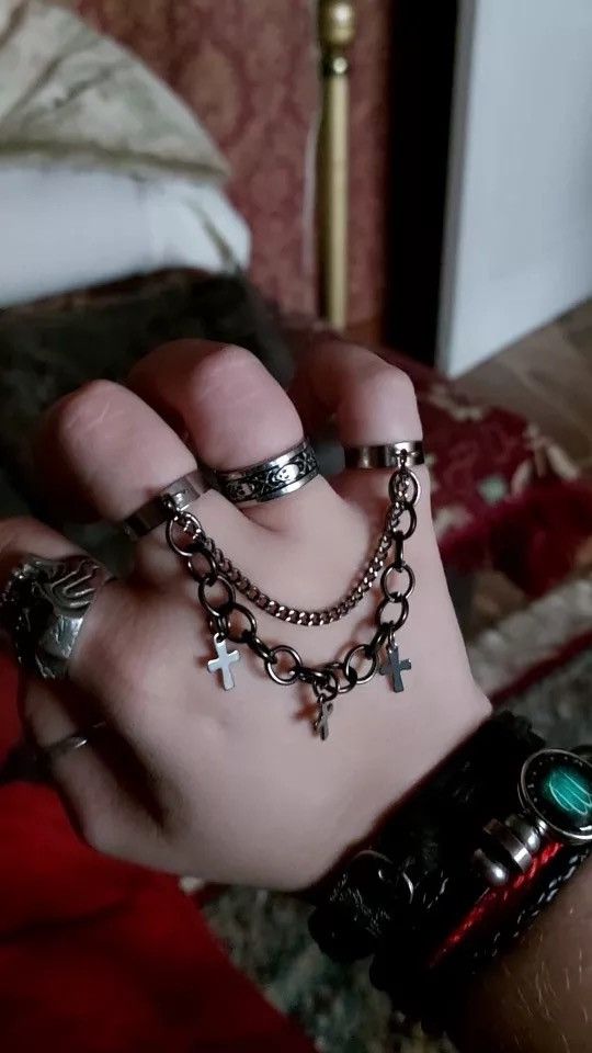 Jewelry Trendy Cross Crystal Couple Ring Size ONE SIZE - 2 Thumbnail