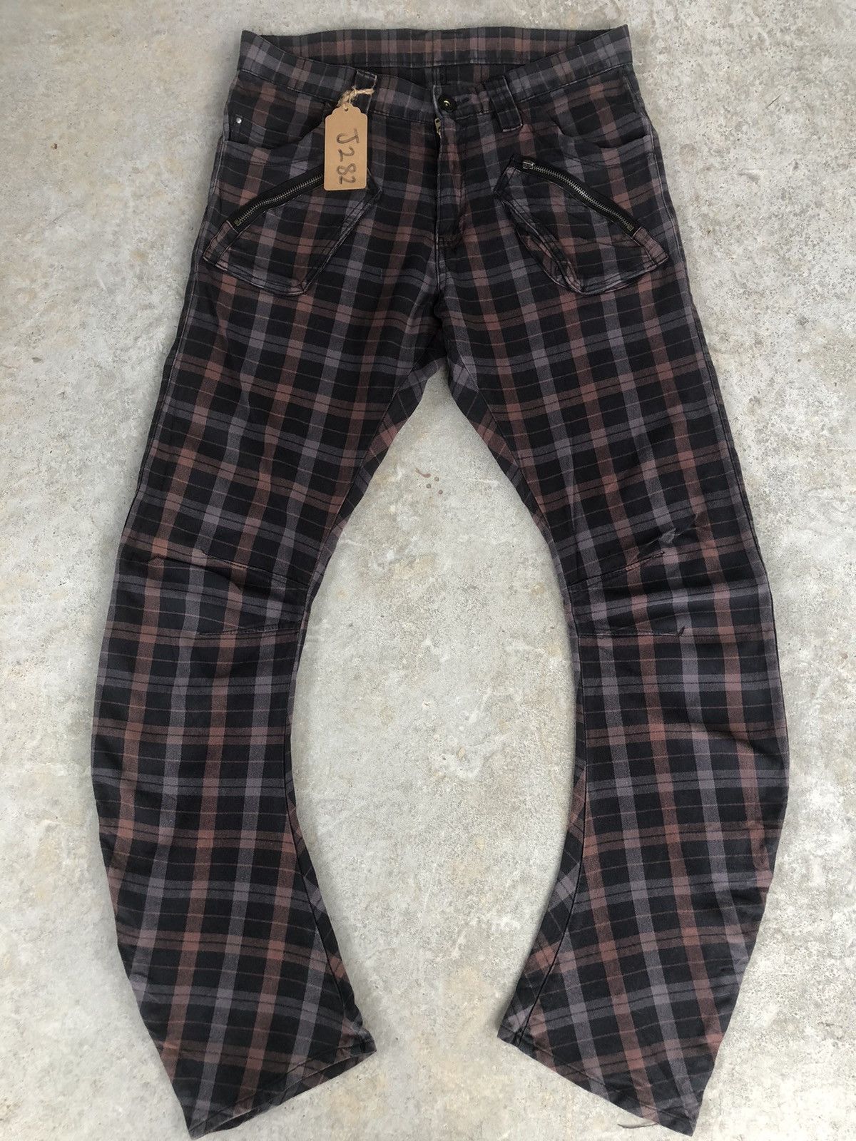 PPFM Chekered Jeans J-Cut Punk Style