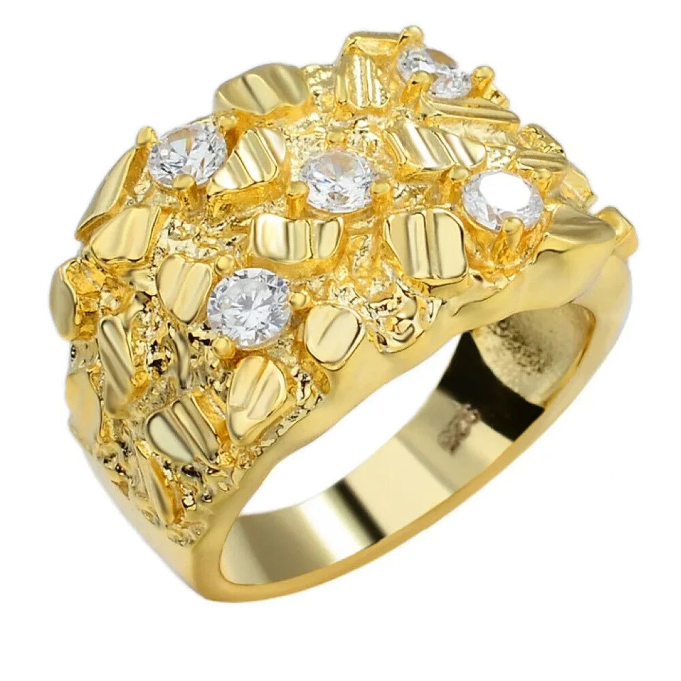 Other Solid 925 Sterling Silver 14k Gold Finish Nugget Ring 7-13 Size ONE SIZE - 2 Thumbnail