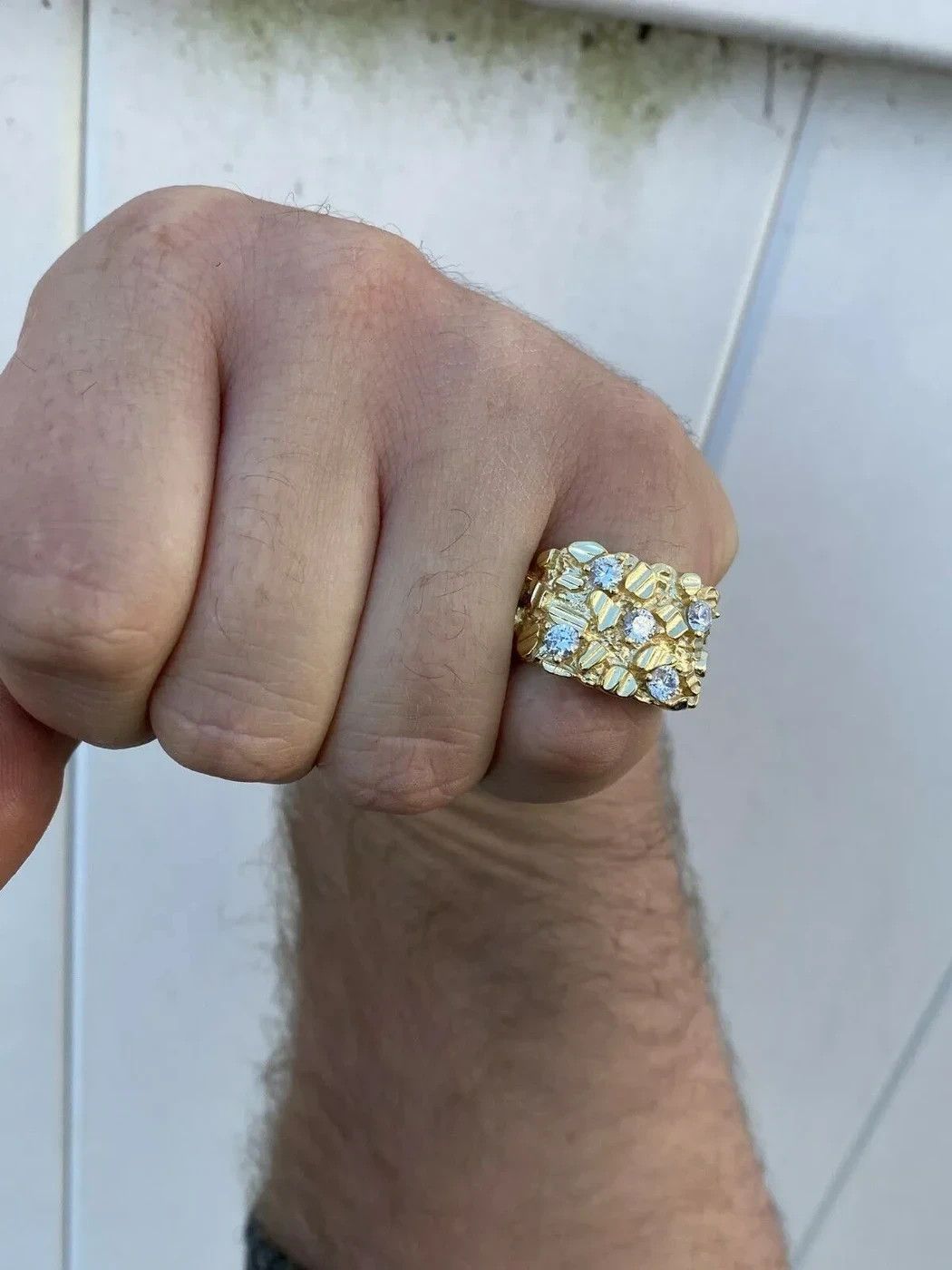 Other Solid 925 Sterling Silver 14k Gold Finish Nugget Ring 7-13 Size ONE SIZE - 8 Thumbnail