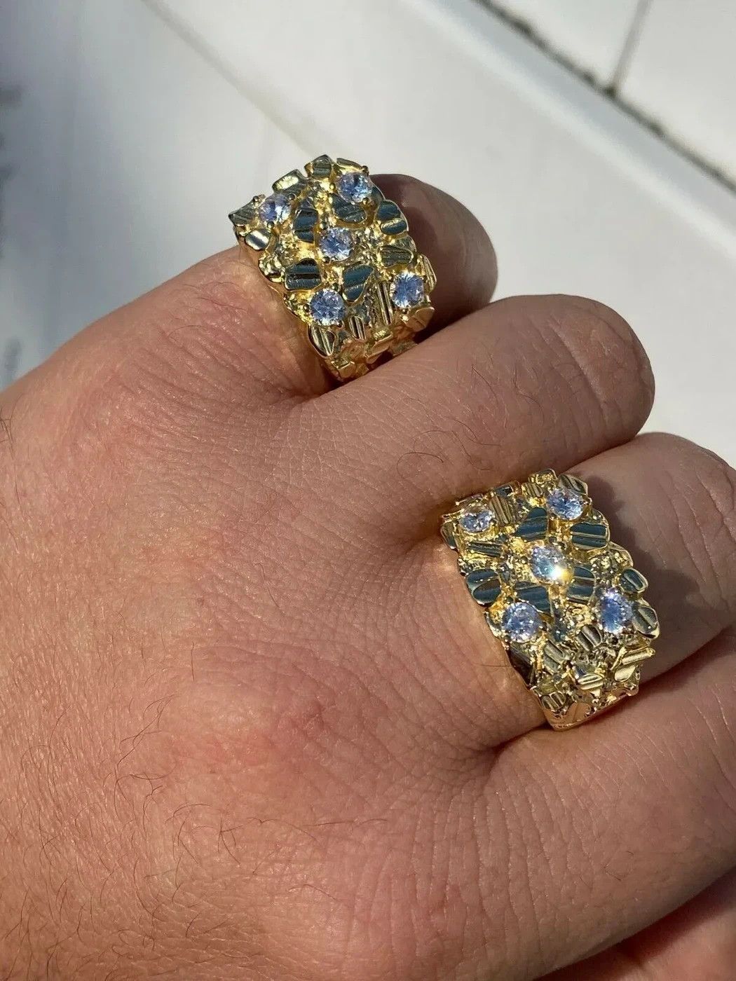 Other Solid 925 Sterling Silver 14k Gold Finish Nugget Ring 7-13 Size ONE SIZE - 4 Thumbnail