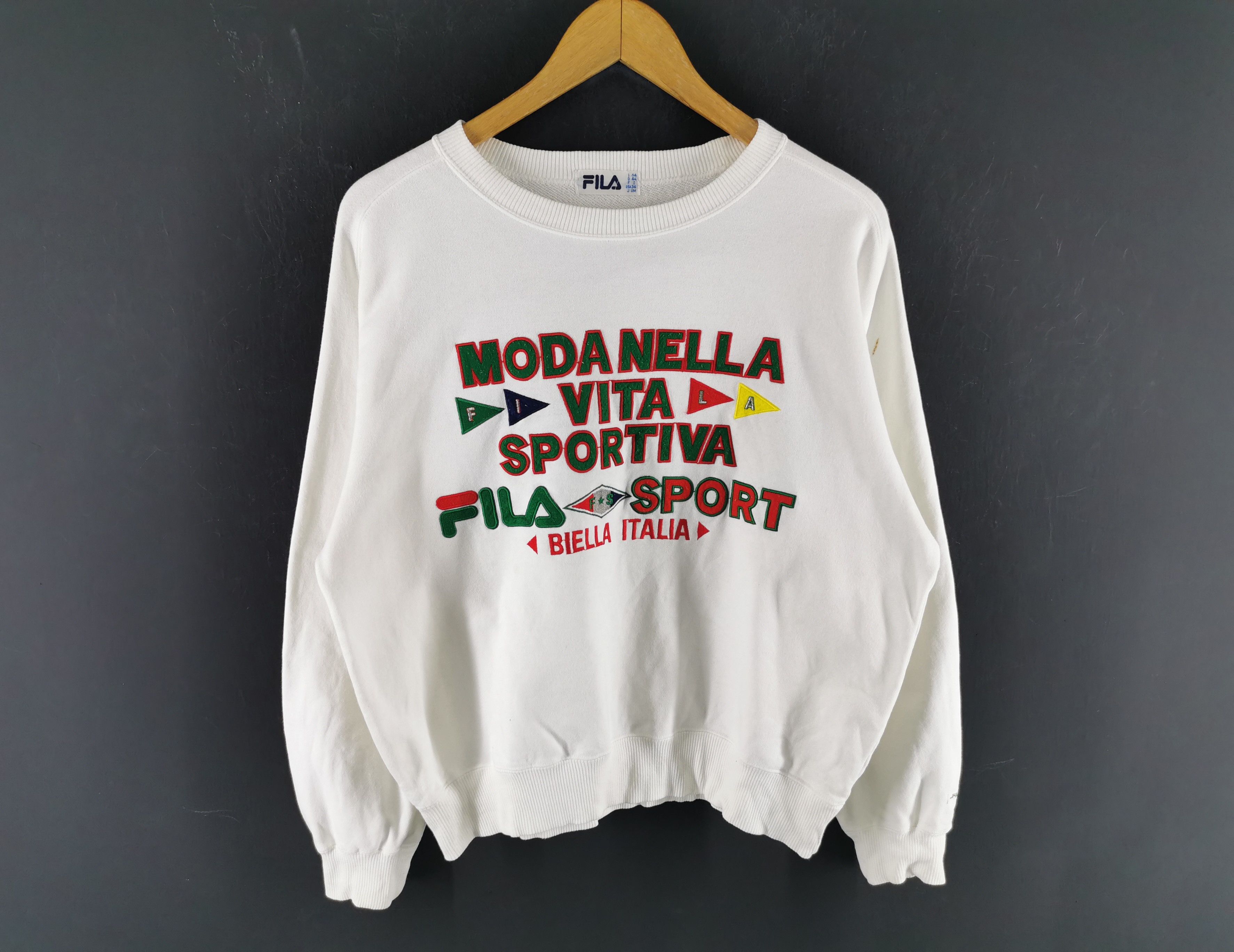 Vintage 90s Fila Pullover Logos Sweater Size M