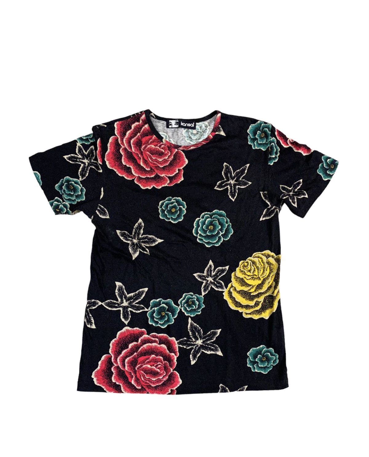 image of Avant Garde x Kansai Yamamoto 80's Kansai Eyes Floral Tee in Black, Women's (Size Small)