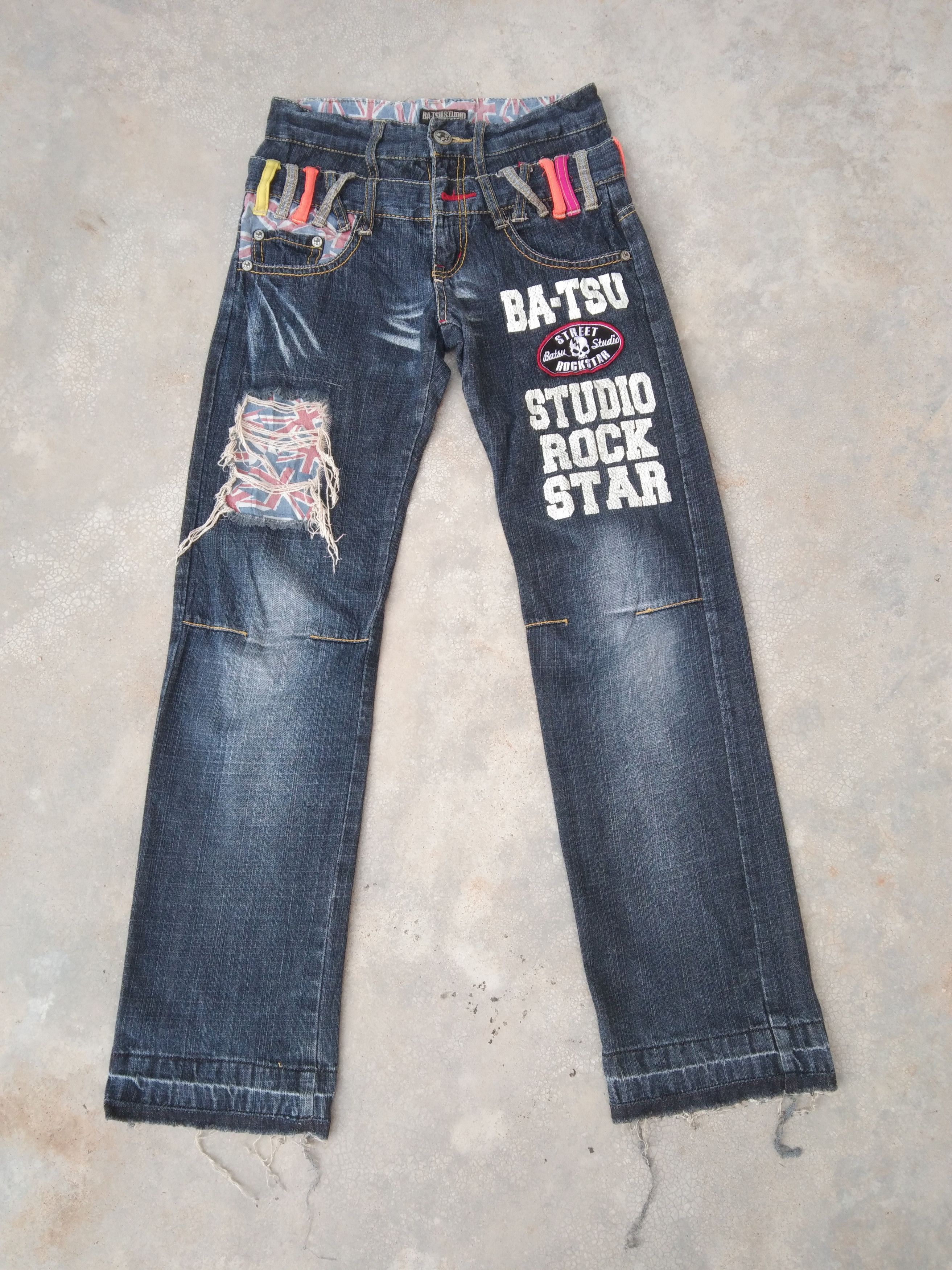 image of Ba-Tsustudio Avant Garde Style Double Waist Retro Punk Jeans in Blue, Men's (Size 26)