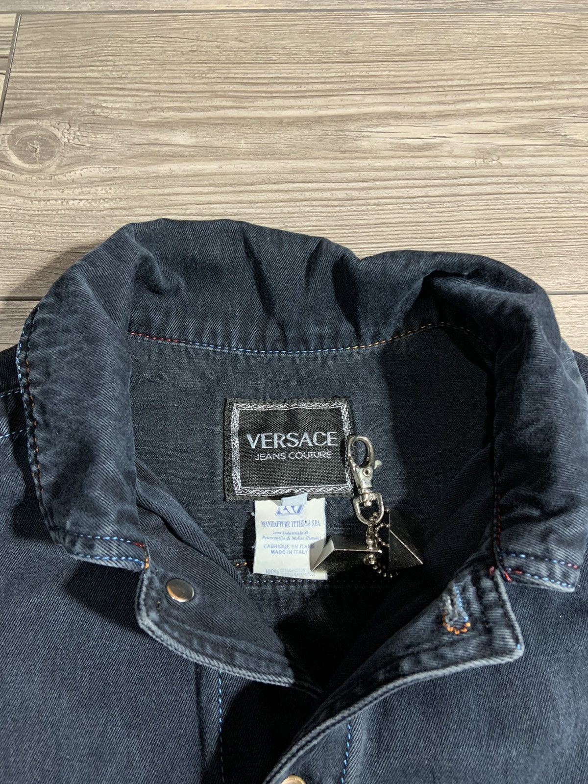 Versace × Vintage Vintage Versace Jeans Couture Rainbow Stitched Denim Jacket Size US S / EU 44-46 / 1 - 6 Thumbnail