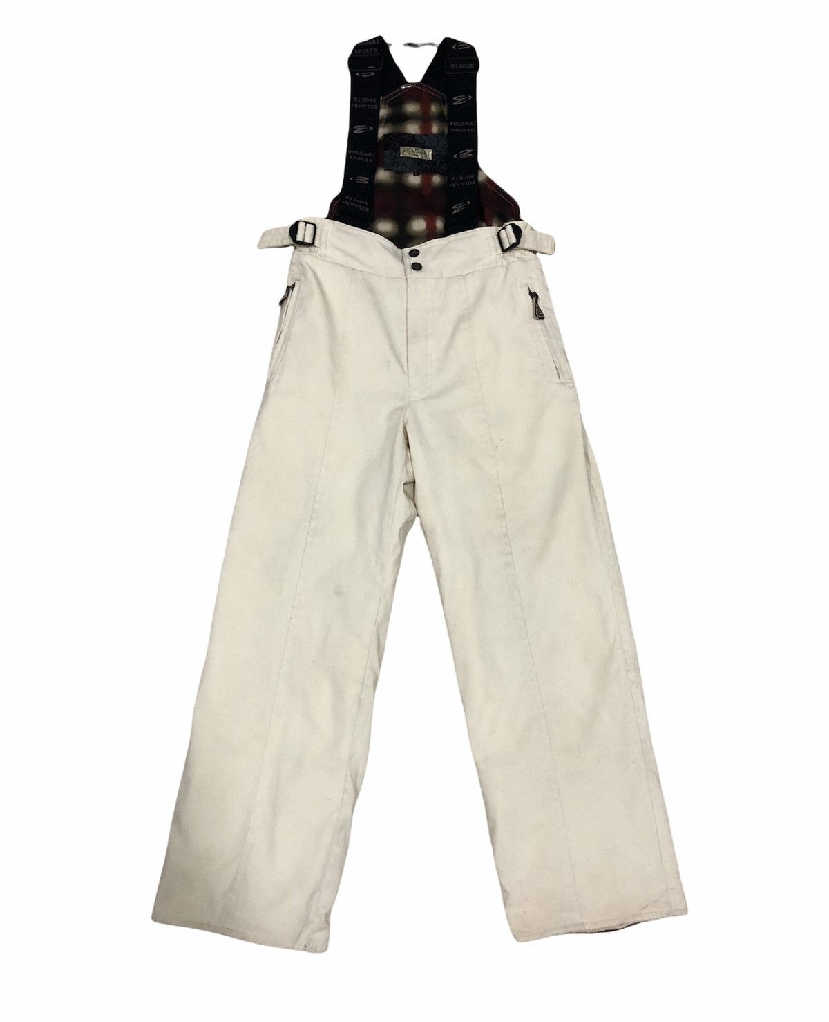 Bvlgari × Vintage Vintage BULGARI SPORTS White Snow Bib Pants Size L Size US 32 / EU 48 - 1 Thumbnail