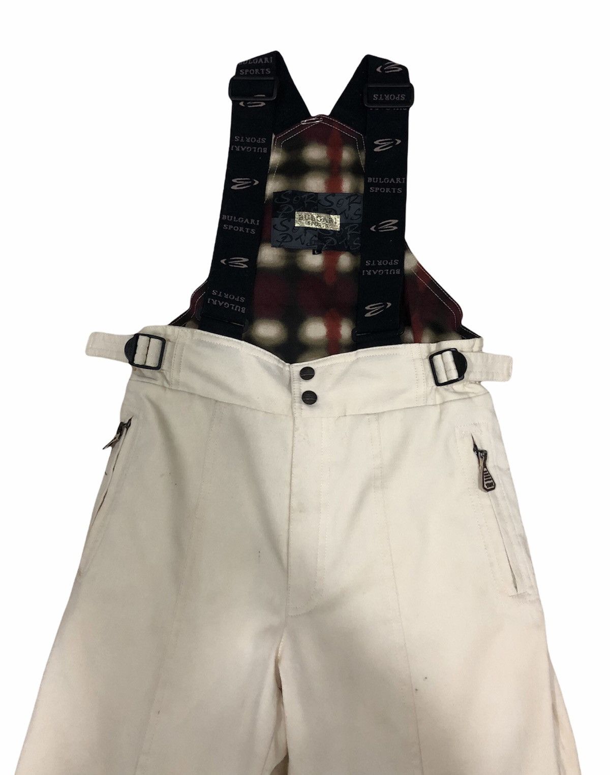 Bvlgari × Vintage Vintage BULGARI SPORTS White Snow Bib Pants Size L Size US 32 / EU 48 - 3 Thumbnail