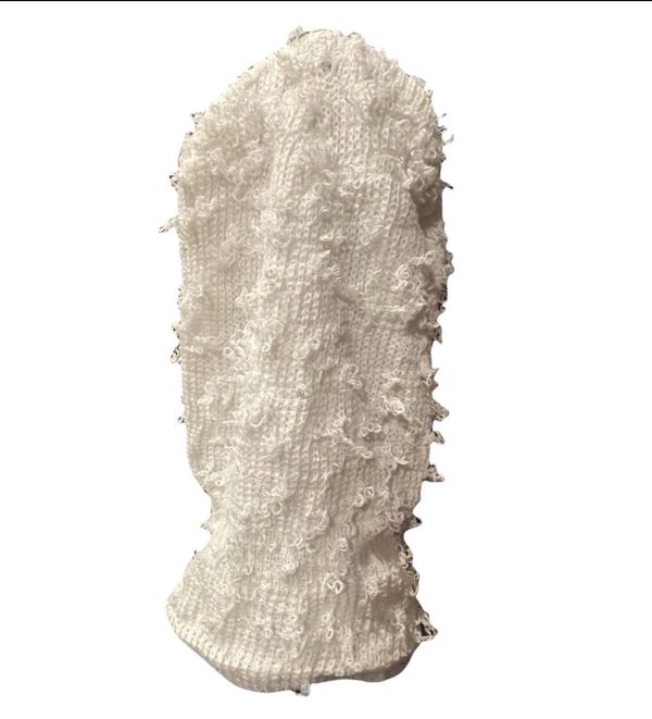 Custom Distressed white balaclava ski mask Grailed