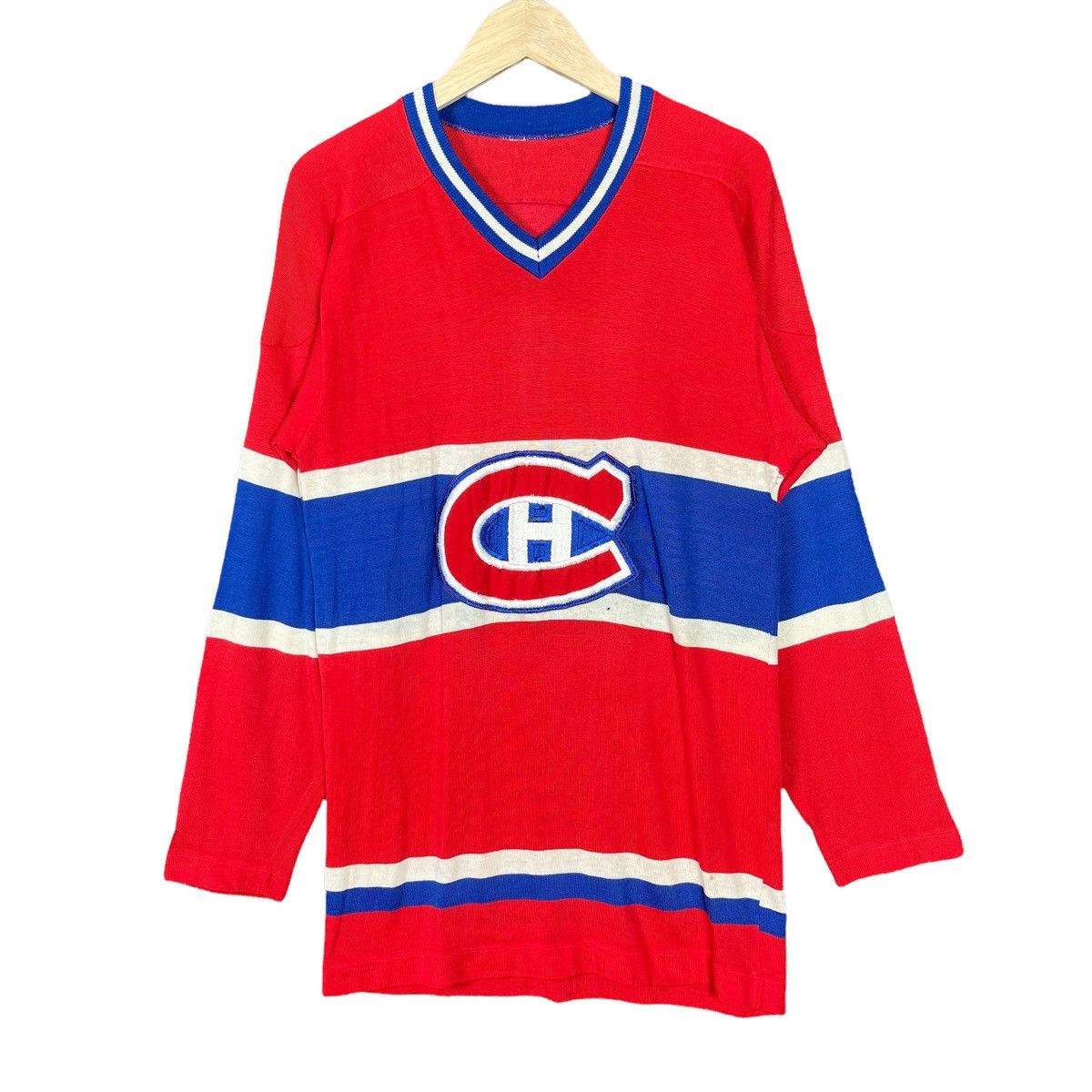 Vintage 80s Embroidery Striped NHL Montreal Canadiens Jersey